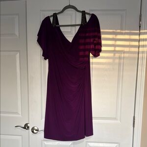 Lauren, By Ralph Lauren, Elegant Purple Dress with Embellished Straps